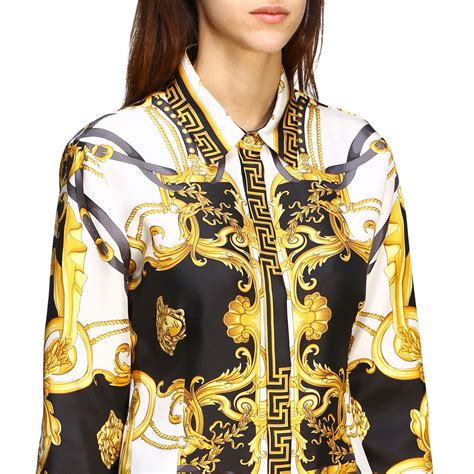 camicia donna fantasia versace|VERSACE: Camicia in misto seta .